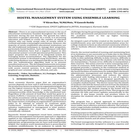 IRJET - Hostel Management System using Ensemble Learning