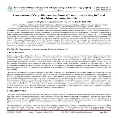 IRJET -  	  Prevention of Crop Disease in Plants (Groundnut) using IoT and Ma...