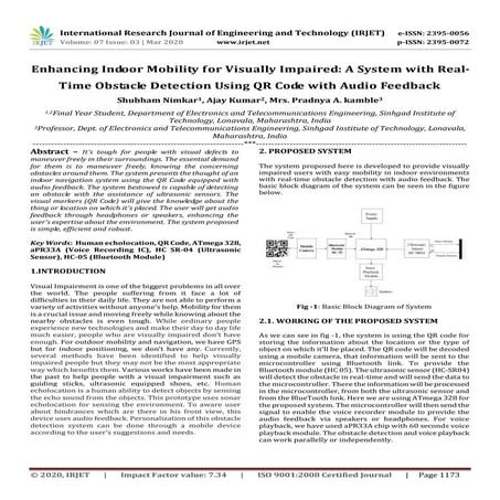 IRJET - Enhancing Indoor Mobility for Visually Impaired: A System with Real-T...