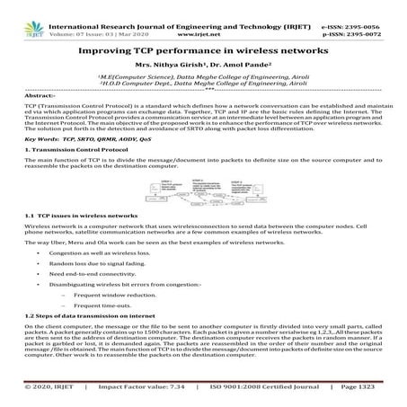 IRJET -  	  Improving TCP Performance in Wireless Networks