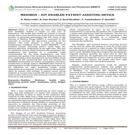 IRJET - Medibox – IoT Enabled Patient Assisting Device