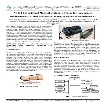 IRJET - An IoT based Smart Medical System in Trains for Passengers