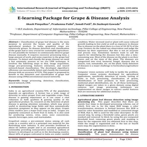 IRJET - E-Learning Package for Grape & Disease Analysis