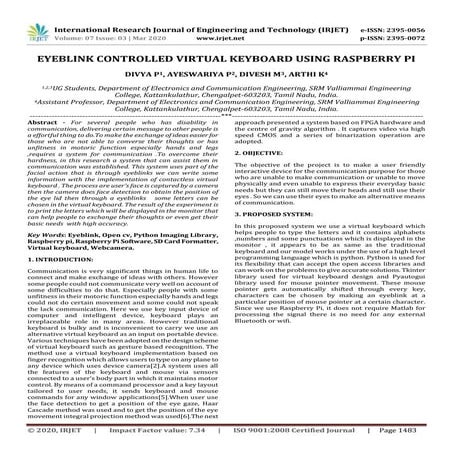 IRJET -  	  Eyeblink Controlled Virtual Keyboard using Raspberry Pi