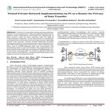 IRJET - Virtual Private Network Implementation on PC as a Router for Privacy ...