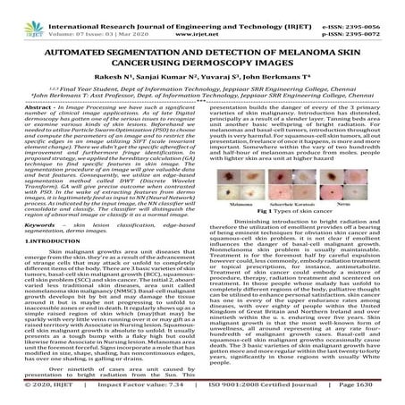 IRJET - Automated Segmentation and Detection of Melanoma Skin Cancer using De...