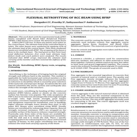 IRJET - Flexural Retrofitting of RCC Beam using BFRP