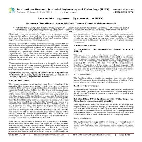 IRJET - Leave Management System for AIKTC