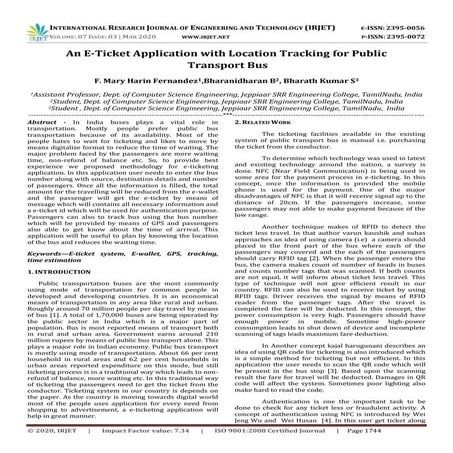 IRJET - An E-Ticket Application with Location Tracking for Public Transport Bus