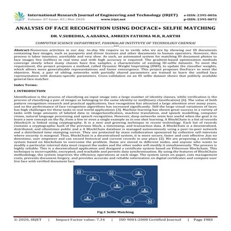 IRJET-  	  Analysis of Face Recognition using Docface+ Selfie Matching