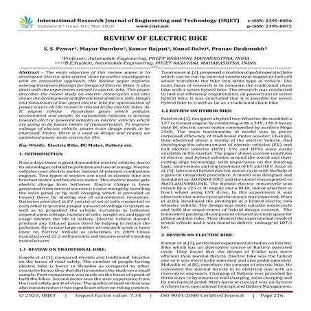 IRJET -  	  Review of Electric Bike