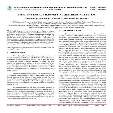 IRJET -  	  Efficient Energy Harvesting and Reusing System