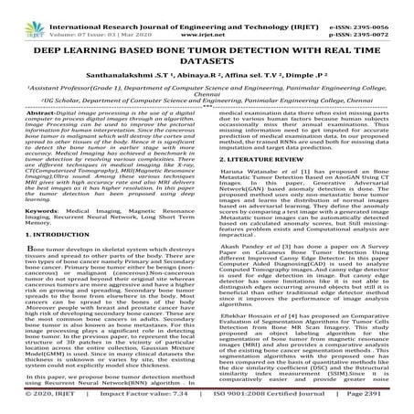 IRJET -  	  Deep Learning based Bone Tumor Detection with Real Time Datasets