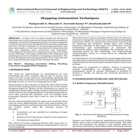 IRJET -  	  Shopping Automation Techniques