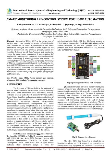 IRJET -  	  Smart Monitoring and Control System for Home Automation