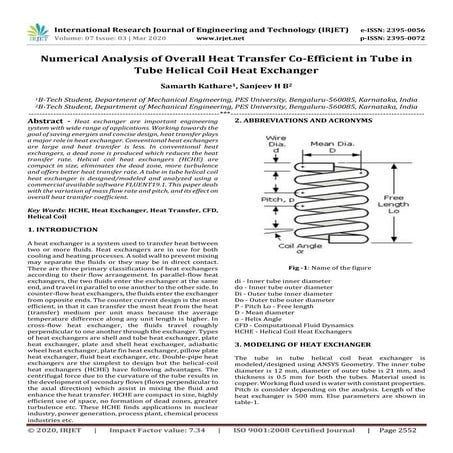 IRJET - Numerical Analysis of Overall Heat Transfer Co-Efficient in Tube in T...