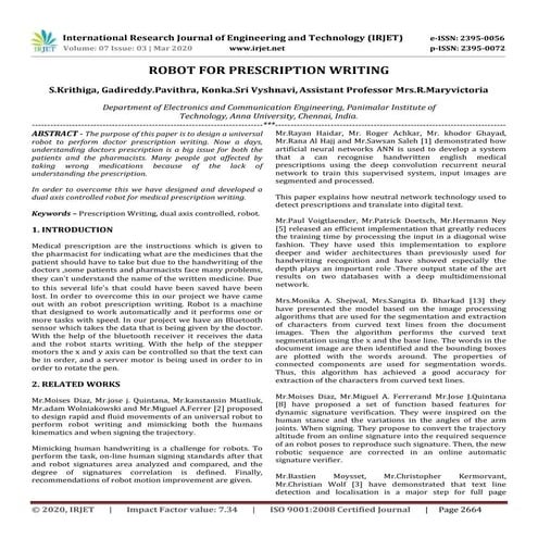 IRJET -  	  Robot for Prescription Writing