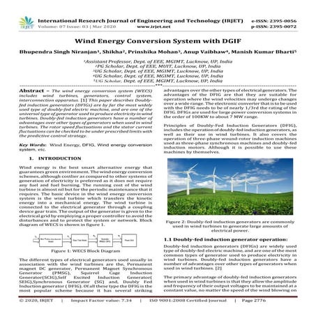IRJET - Wind Energy Conversion System with DGIF