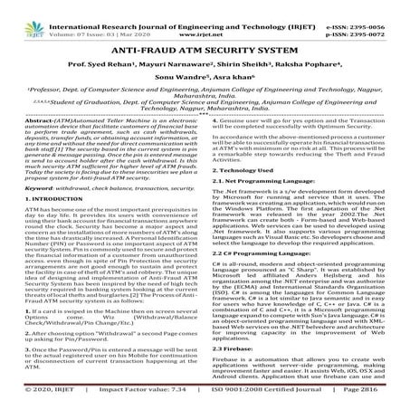 IRJET  - Anti-Fraud ATM Security System