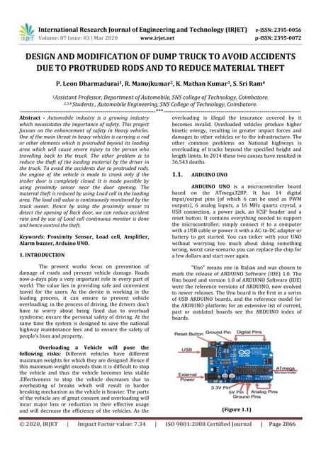 IRJET - Design and Modification of Dump Truck to Avoid Accidents Due to Protr...