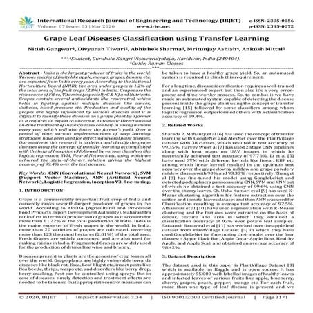IRJET - Grape Leaf Diseases Classification using Transfer Learning