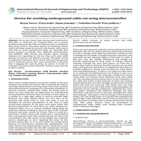 IRJET - Device for Avoiding Underground Cable Cut using Microcontroller