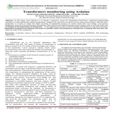 IRJET -  	  Transformers Monitoring using Arduino