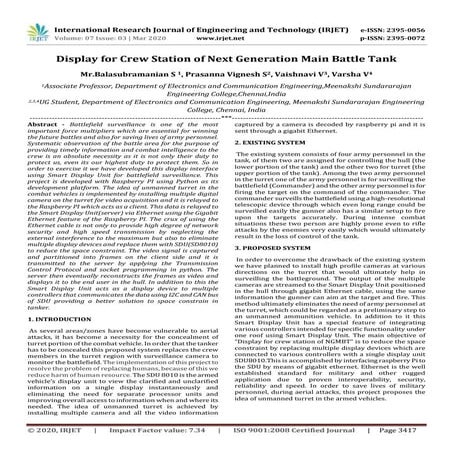 IRJET - Display for Crew Station of Next Generation Main Battle Tank
