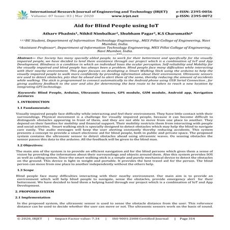 IRJET- Virtual Eye for Visually Blind People | PDF