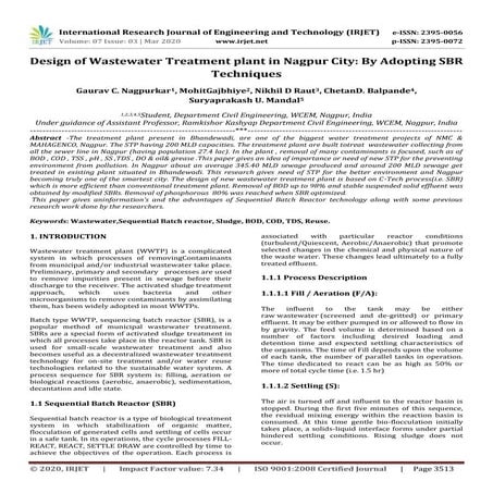 IRJET -  	  Design of Wastewater Treatment Plant in Nagpur City: By Adopting ...