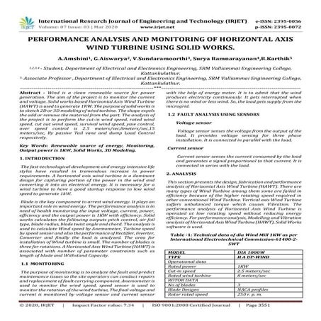 IRJET- Performance Analysis and Monitoring of Horizontal Axis Wind Turbine us...