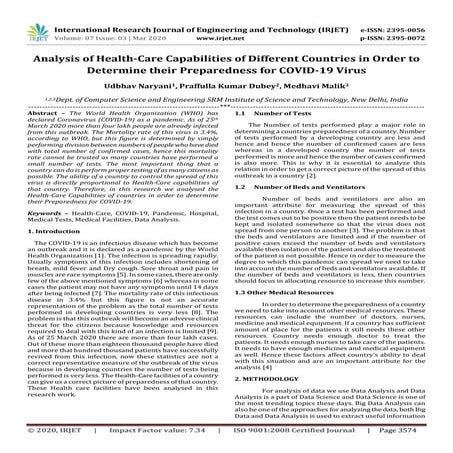 IRJET- Analysis of Health-Care Capabilities of Different Countries in Order t...