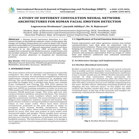 IRJET- A Study of Different Convolution Neural Network Architectures for Huma...