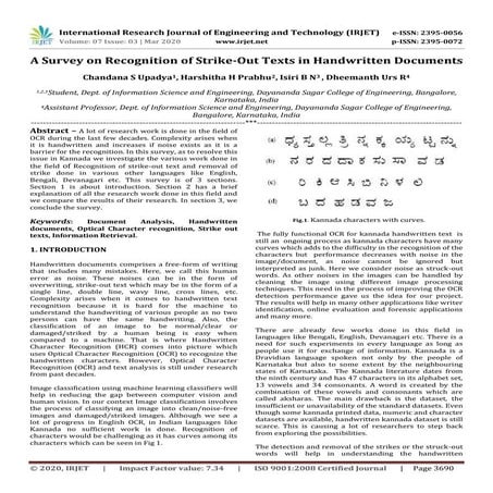 IRJET - A Survey on Recognition of Strike-Out Texts in Handwritten Documents