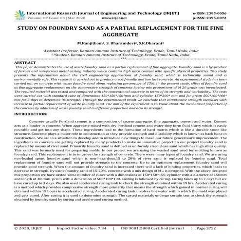 Experimental Study on Partial Replacement of Fine Aggregate with ...