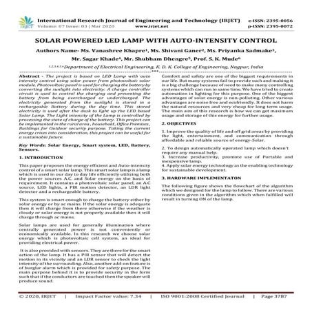 Automatic solar night lamp report | PDF