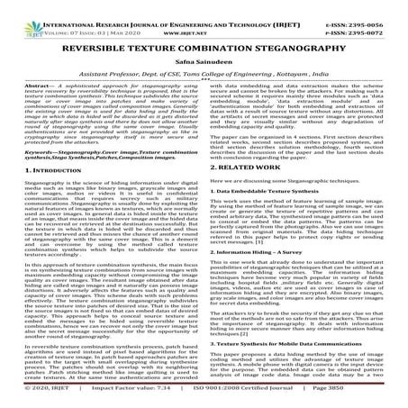 IRJET - Reversible Texture Combination Steganography