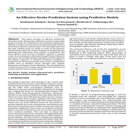 IRJET -  	  An Effective Stroke Prediction System using Predictive Models