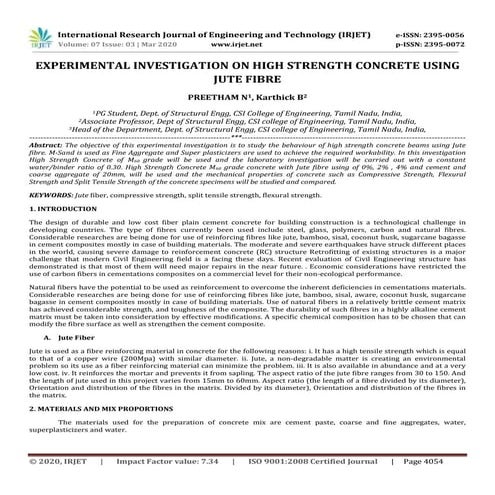 IRJET-Experimental Study on Strength of Fiber Reinforced Concrete for ...
