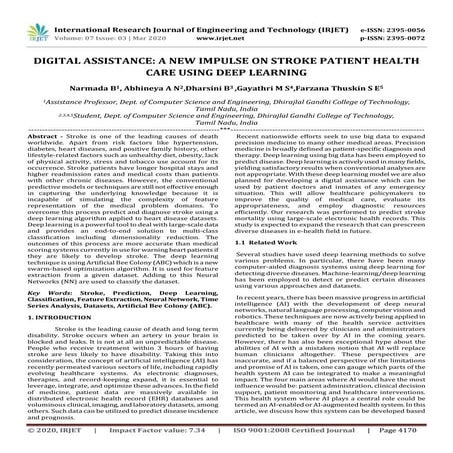 IRJET - Digital Assistance: A New Impulse on Stroke Patient Health Care using...