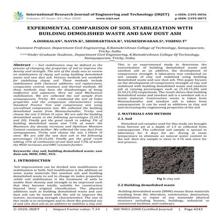 IRJET- Stabilization of Clay Soil using Secondary Lime and Rubber Tyre ...