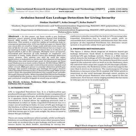 IRJET -Arduino based Gas Leakage Detection for Living Security