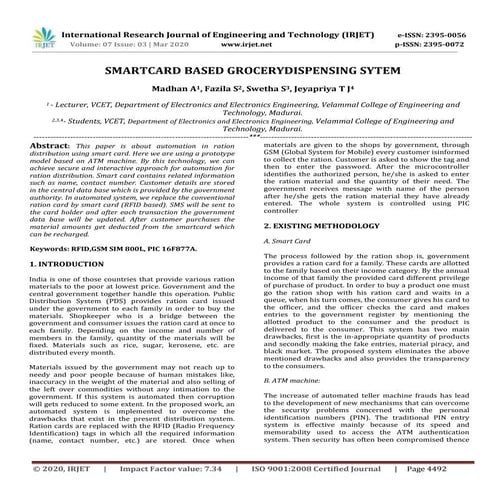 IRJET - Smartcard based Grocerydispensing Sytem