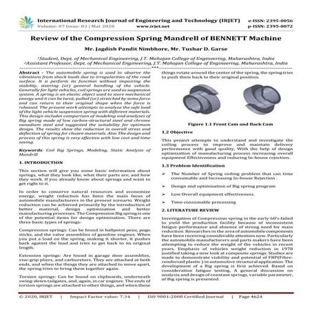 IRJET -  	  Review of the Compression Spring Mandrell of BENNETT Machine