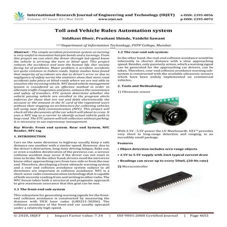 IRJET - Toll and Vehicle Rules Automation System