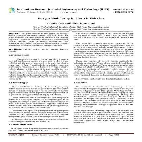 IRJET - Design Modularity in Electric Vehicles