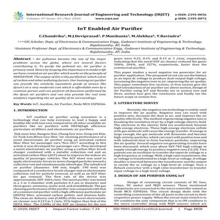 IRJET -  	  IoT Enabled Air Purifier