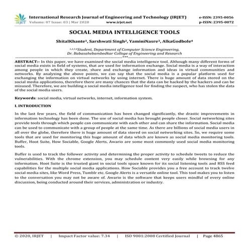 IRJET -  	  Social Media Intelligence Tools