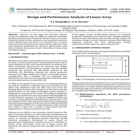 IRJET- Design and Performance Analysis of Linear Array