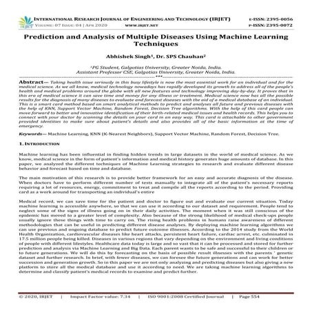 IRJET -  	  Prediction and Analysis of Multiple Diseases using Machine Learni...
